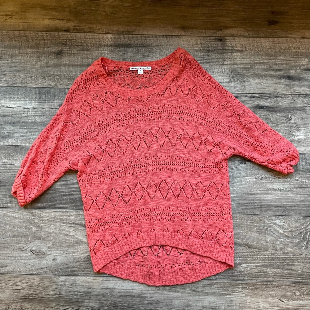 Oversized coral hi-lo sweater